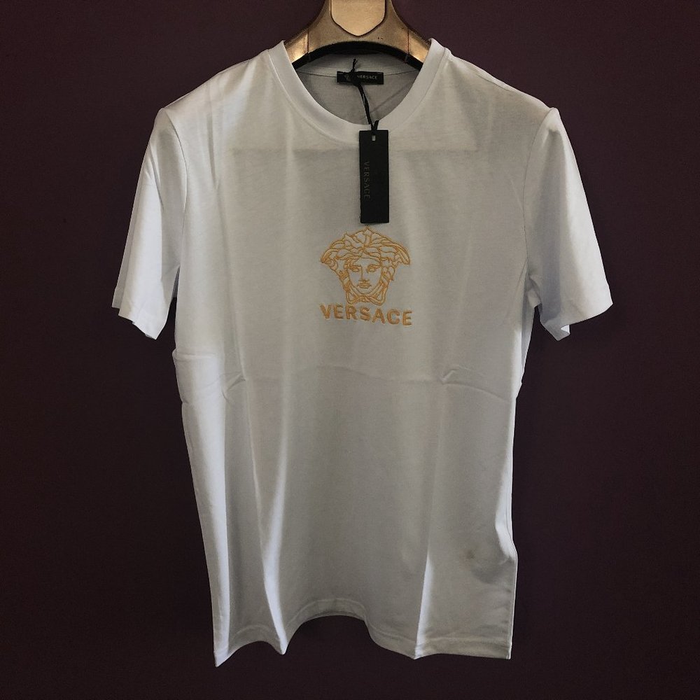 Versace Men Chest Embroidery White T-Shirt "M"